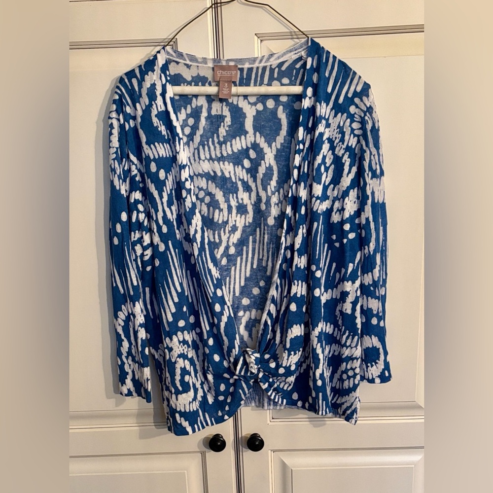 Chico’s Lightweight Open Front Tie Cardigan.